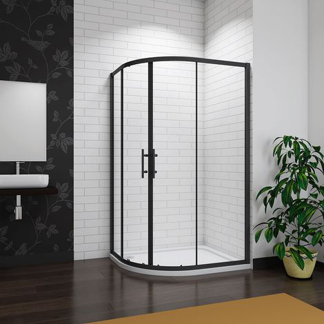Matt black Frame 1000x800x1850mm Offset Quadrant Shower Enclosure Cubicle