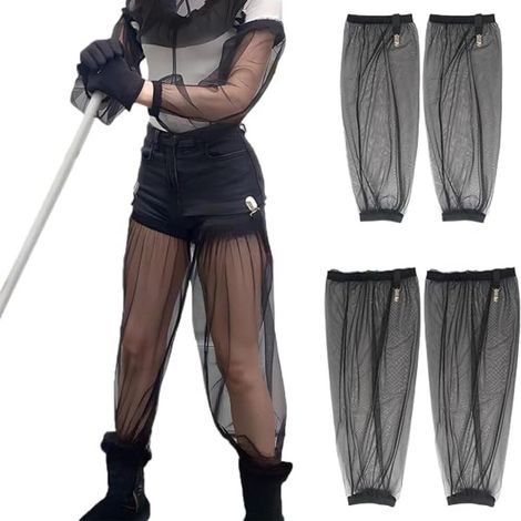 (Noir)Filet de Tête Anti-Moustique, 5Pcs Moustique Protection de Tête Filet Respirants Manchons de Bras et Jambes Anti-Moustiques avec Sac de Rangement pour Extérieur Camping Pêche (1/5)
