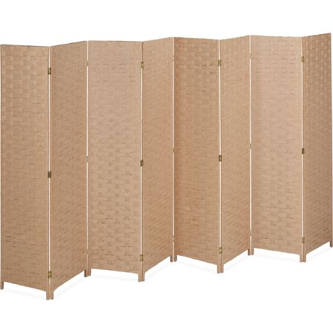 Pieghevole paravento a 8 ante divisorio elegante per interno soggiorno camera da letto 180 x 180 x 4 cm in legno naturale 130012193