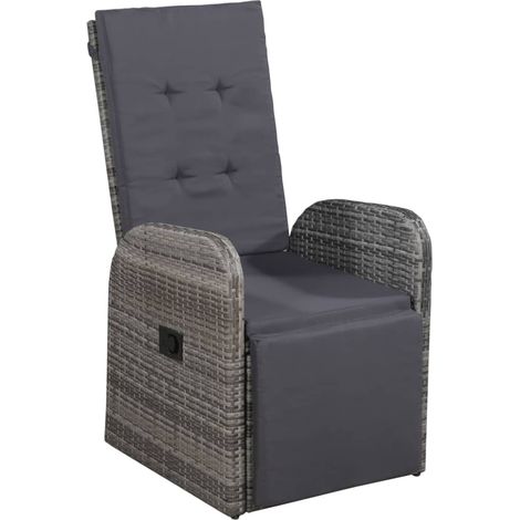 Maison Exclusive - Set da Bistrot 3 pz con Cuscini in Polyrattan Grigio (1/5)