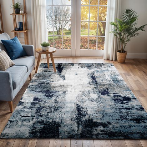 SURYA Tapis Abstrait Moderne Bleu/Blanc/Gris 160x220 cm (1/5)