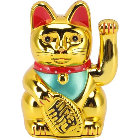 Batteriebetriebene Glückskatze, Willkommenskatze, Wohlstandskatze für Hotel und Restaurant, Leuchtendes Gold, 12,7 cm (5 Zoll) 0255A (1/5)
