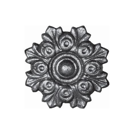 Deco Fer Forge – Rosace en fonte avec motif floral – Diamètre 100mm – Fixation à vis M5 pour portail – Durable et solide