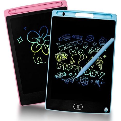 Lot de 2 tablettes d'écriture LCD 8,5 pouces - Écran coloré - Avec fonction verrouillage - Effaçable - Pour enfants - Cadeau éducatif (1/5)