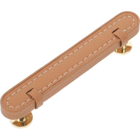 Poignée en Cuir Marron pour Meuble, Entraxe 9, 60cm, Alliage de Zinc Finition Sobre et Lisse, Usage la Cuisine ou Salle de Bain, Lot Fixation Adaptée (1/5)