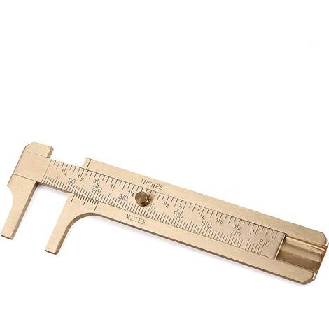 Calibrador retro miniatura con regla deslizante de bolsillo en aleación de latón y cobre, doble escala metálica para medir piedras preciosas, componentes de joyería y reparación de alambre para abalor (1/5)