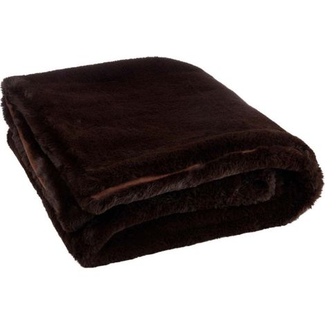 Plaid Imitation Fourrure "Cutie" 130x180cm Marron Foncé (1/4)
