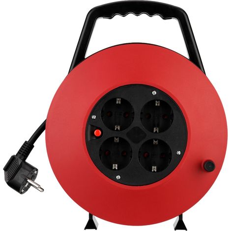 REV Kabeltrommel Innen 10 m H05VV-F 3G1,5mm², schwarz rot Kabeltrommel