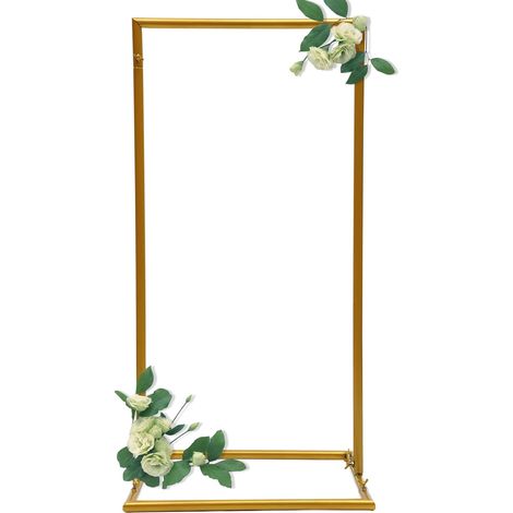 Gold Wedding Square Archway Backdrop Stand Metal Arch Frame Flower Balloon Decor for Ceremony Baby Shower Birthday Party Garden Floral Decoration (1/5)