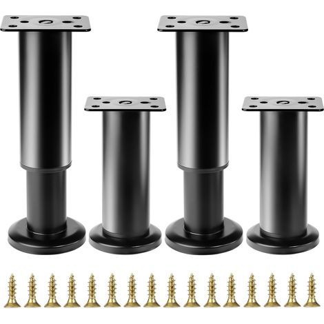 4 piedini regolabili per mobili da 12-18 cm, piedini regolabili per mobili, piedini livellanti per tavoli, piedini neri regolabili in altezza per sedie, letti, divani, armadi, mobili (1/5)