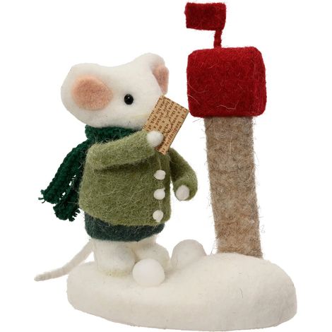 Maus im Schnee L: 8 cm W: 14 cm H: 19 cm - Wolle/Polyf.