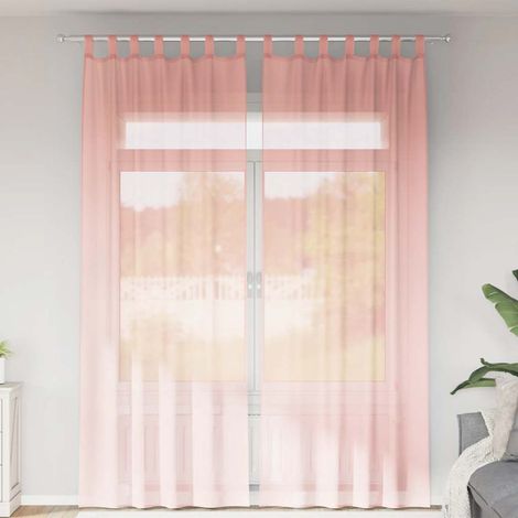 Voile Vorhänge mit Stangentaschen 2 Stk. Rosa