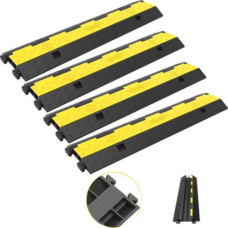 Rampa de protección de cables, 2 canales, alta capacidad de carga, construcción duradera, 4 piezas (1/2)