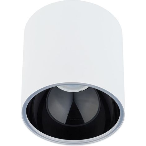 Spot Lampe Aufputz Metall GU10 rund Ø 12.7 cm Weiß Schwarz Modern Deckenspot Deckenleuchte