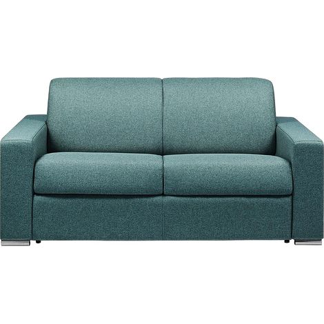 Divano letto 2 posti ribalta Doghe larghe 120cm Materasso 16cm Memory foam - Tessuto Blu - CALITO