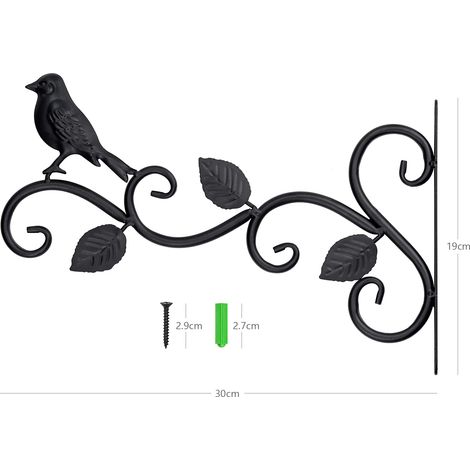 Supporto per cestini sospesi in metallo, gancio per piante con viti per piante sospese, mangiatoie per uccelli, lanterne, per decorazioni da giardino e balconi (uccello) (1/4)