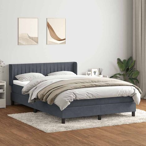 vidaXL Cama box spring con colchón terciopelo gris oscuro 160x210 cm (1/5)