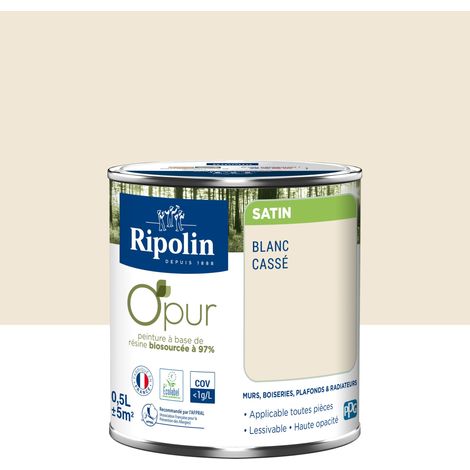 Peinture Couleur à base de résine biosourcée à 97% - Satin - 0,5L - Blanc cassé - Ripolin (1/5)