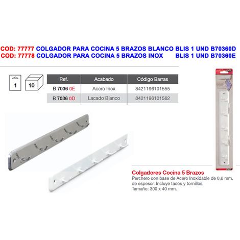 brinox colgador para cocina 5 brazos blanco blist.1 und b70360d