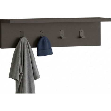 Appendiabiti Taipana, 4 Ganci, Installazione a Muro, Sfumatura Colore Struttura Antracite, 15h cm Nero Antracite