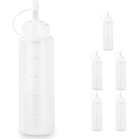 6 bouteilles squeeze 230 ml blanches sans BPA, pour peinture, cuisson, ketchup ou huile d’olive (1/5)