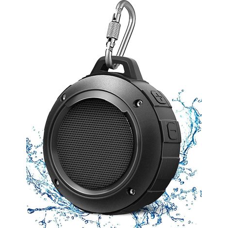 Enceinte de douche Bluetooth étanche avec son stéréo HD et microphone intégré - Enceinte sans fil portable pour une utilisation en extérieur (noir) (1/5)