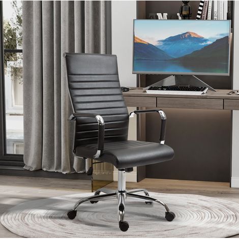 Bürostuhl 54x62x114 cm schwarz aus Kunstleder mit Wippfunktion (1/5)
