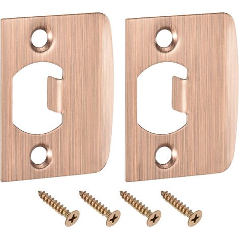 2pcs Plaque de Gâche de Porte D-Type 57x45mm Droit, Bronze Rouge (1/5)