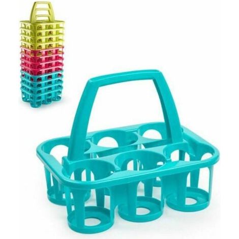 TrAdE Shop Traesio - Cestello Cestino Portabottiglie Bottiglie 6 Posti In Plastica Colorato -