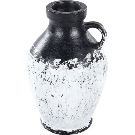 Vase Décoratif Artisanal avec Effet Vieilli en Terre Cuite Noir Blanc Massalia (1/5)