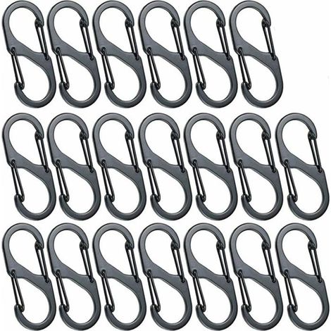 Mini Mousquetons - LARGEIGHT - Lot de 20 - Aluminium léger - Imperméable - Mixte (1/4)