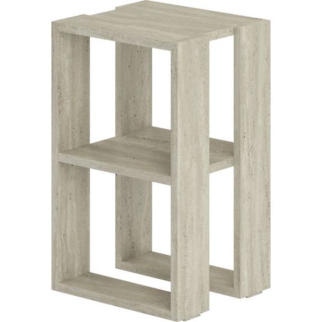 Nachttisch aus Holz "Lonie" 30 x 30 x 55 cm - Travertin