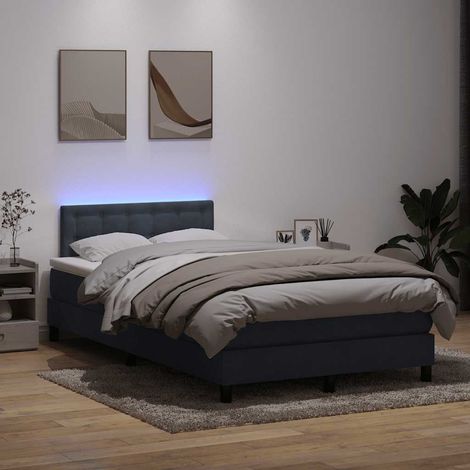 Boxspringbett mit Matratze & LED Dunkelgrau 120x220 cm Samt