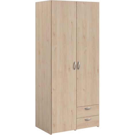 Armoire 2 portes 2 tiroirs aspect bois - AMAEL (1/5)