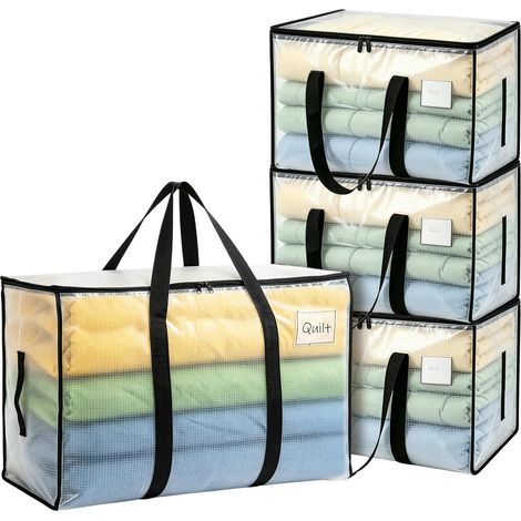 Lot de 4 Grand Sac Rangement Vetement 95L, Sacs Déménagement Pliable (1/5)