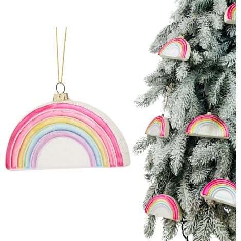 Boule de Noël en forme d'arc-en-ciel aux couleurs pastel 10,5 cm (1/5)