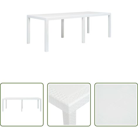 Rattanoptik - Gartentisch Weiß 220x90x72 cm Kunststoff Rattan-Optik (1/5)