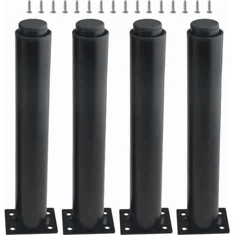 (25-42cm, noir) Jeu de 4 pieds de meubles réglables en métal robuste pour tables, lits, canapés (1/5)