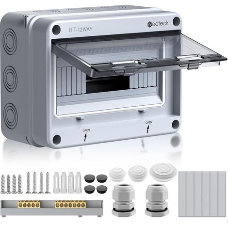 Coffret de Distribution 12 Modules Étanche IP65 - Coffret Électrique Modulaire Transparent ABS - Tableau Mural Extérieur pour Maison Garage Jardin Bricolage (1/5)