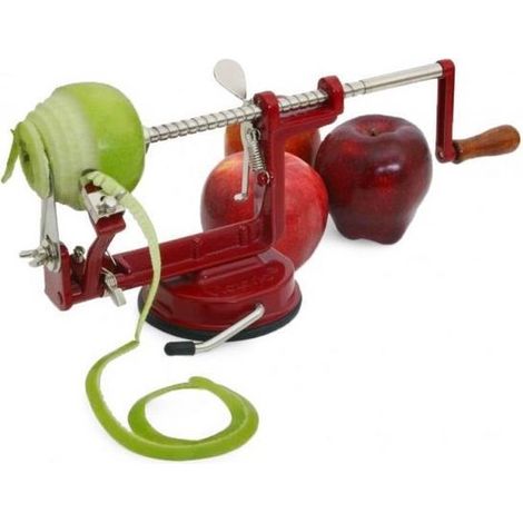 Vide-pomme 3 en 1 avec éplucheur et coupe-légumes, rouge (1/2)