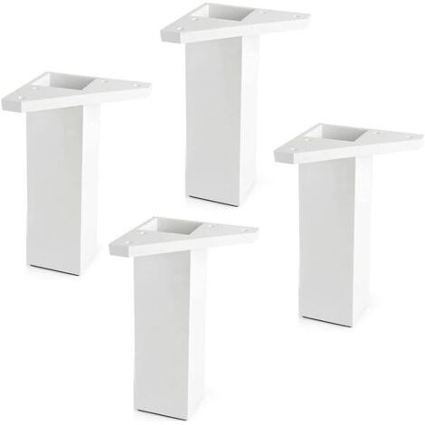 4 pieds de meuble Hauteur : 15 cm - Blanc Vis non incluses Pieds de meuble avec plaque de montage - pour tables, lits, chaises (1/4)