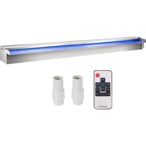 Acier inoxydable déversoir à cascade piscine 120 cm avec LED RVB et télécommande pour jardin extérieur (1/5)