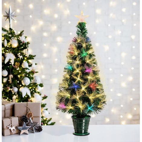 Albero di natale in fibre ottiche bianco caldo e RGB da interno con vaso -130 cm (1/4)