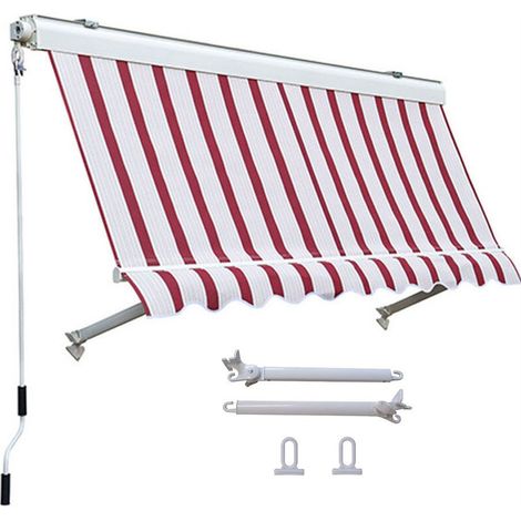 Tenda da Sole per Balcone a Caduta Cassonata Sangiorgio - Colore: Rigato Bordeaux/Crema - Formato: 4 x 3 m (1/10)