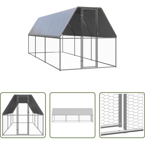 vidaXL Kleintierkäfig - Outdoor-Hühnerkäfig 2x6x2 m Verzinkter Stahl