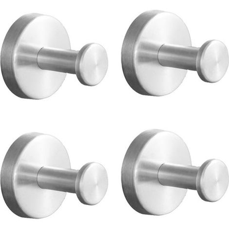 4pcs Silver Wall Hooks, Towel, Coat & Bathrobe Hooks, Waterproof, Bathroom & Kitchen (1/5)