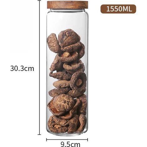 (1550ml) Boîte de rangement en bois, adaptée pour sceller les bouteilles en verre et conserver les aliments de cuisine. (1/5)