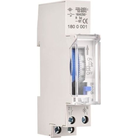 Mechanischer 24-Stunden-Timer, Mindestzeit 15 Minuten, Schienenmontage, integrierter Akku, SUL180a AC220–240V, Grau-MHB (1/4)