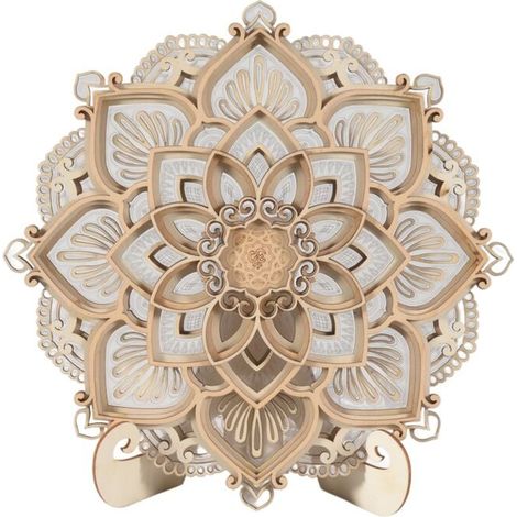 Veilleuse LED Murale Moderne Ports USB Décoratif Mandala Bois Suspendu Éclairage MDF (1/4)