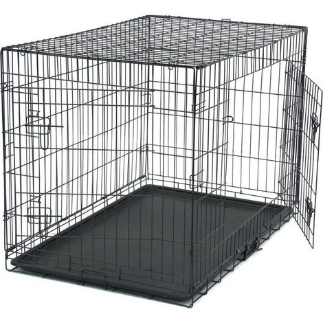 Cage pour Chien Lourd, 63 x 44 x 50.5 cm, pour Chiens de Taille Grande et Moyennet, Double Porte Amovible, Nettoyage Facile, Parc à Chiens (1/5)